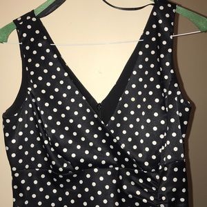 Black polka dot cocktail dress